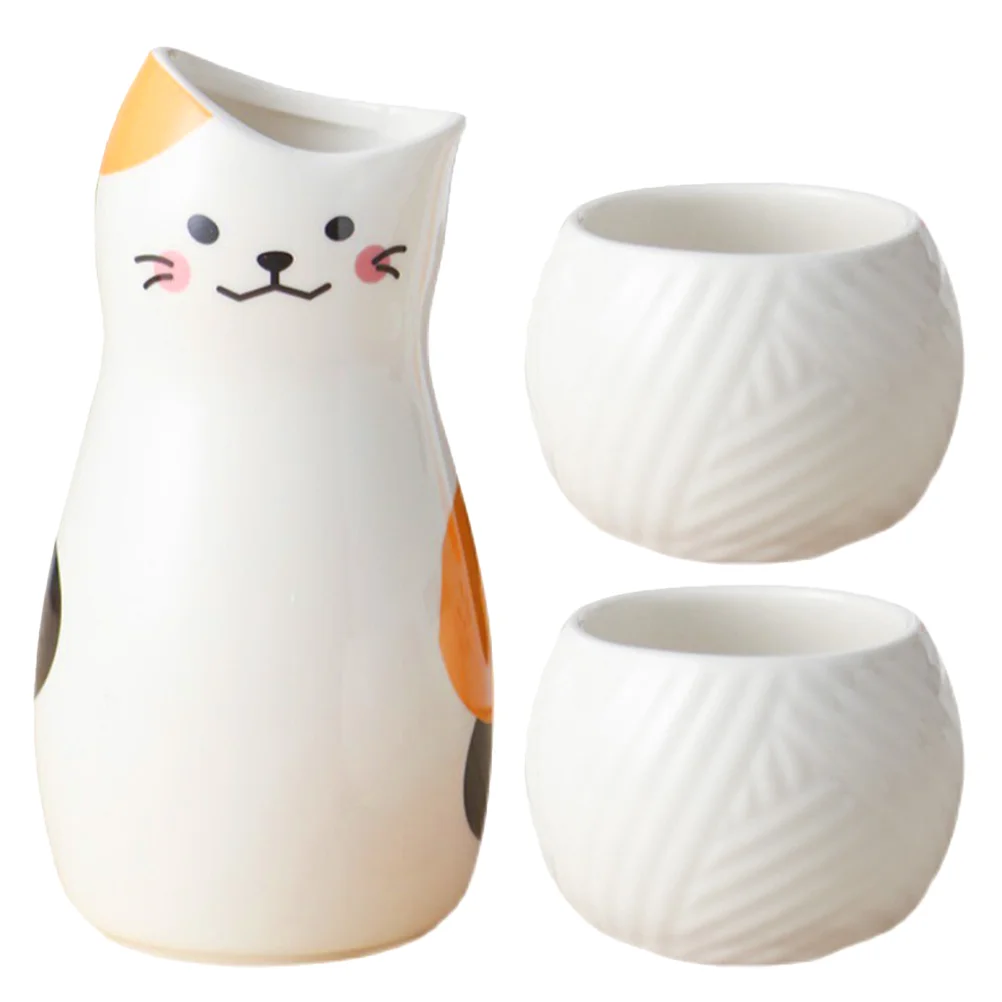 

Sake Cups Japanese Bottle Cat Porcelain Ceramic Tea Cup Sets Pot Kettle Fortune Saki Cold Hot Serving Traditional Vintage
