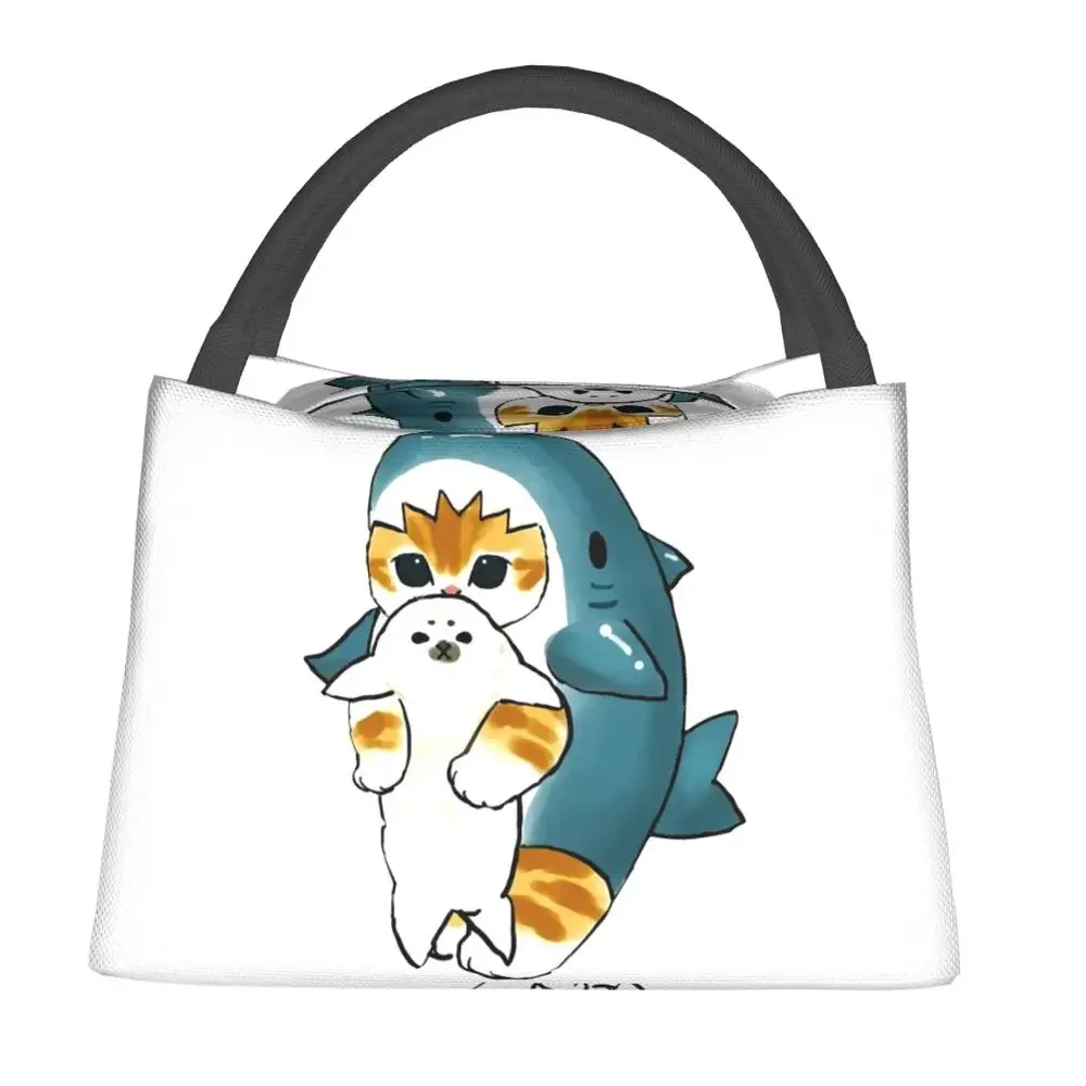 

Изолированная сумка для обеда с мультяшными аниме животными кошкой акулой для женщин, портативный термоохлаждающий Ланч-бокс для офиса, пикника, путешествий