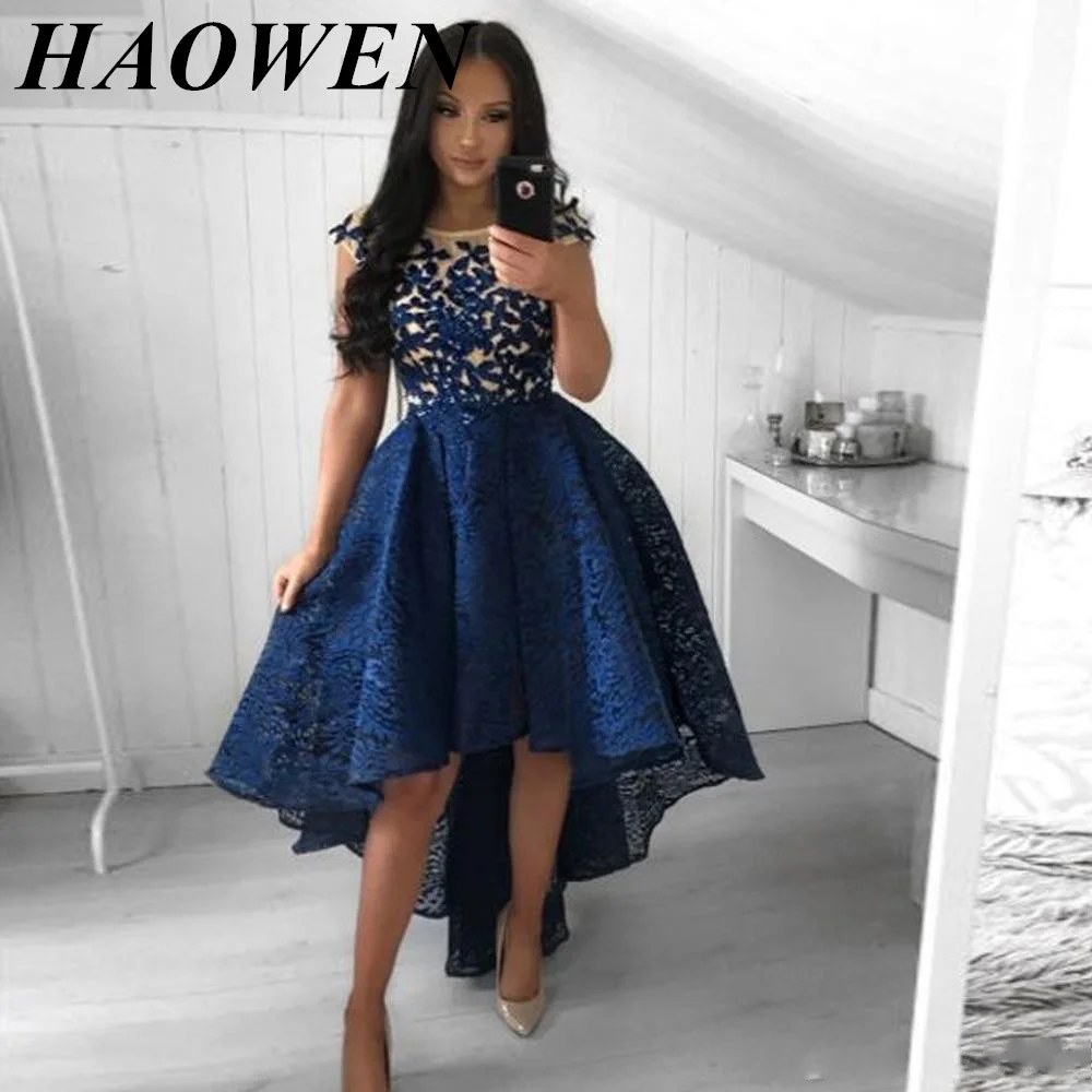HAOWEN Sexy High Low Lace Navy Blue Homecoming Dresses Formal Party Dresses Embroidery Vestido Graduacion Robe De Cocktail Chic
HAOWEN Sexy High Low Lace Navy Blue Homecoming Dresses Formal Party Dresses Embroidery Vestido Graduacion Robe De Cocktail Chic