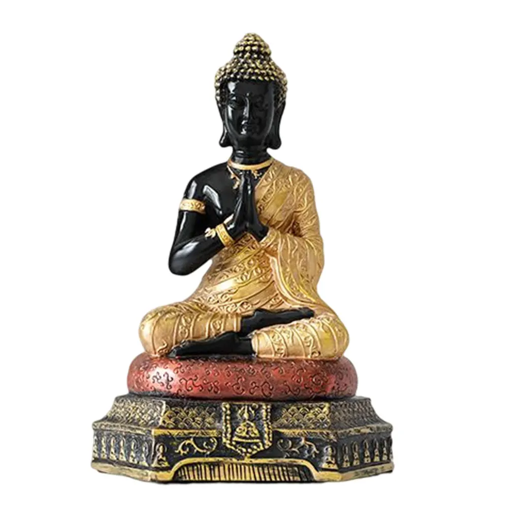 

Buddha Statues Resin Sculpt Home Figurine Decoration Miniatures Ornament Office Home Gift Present Vintage Golden