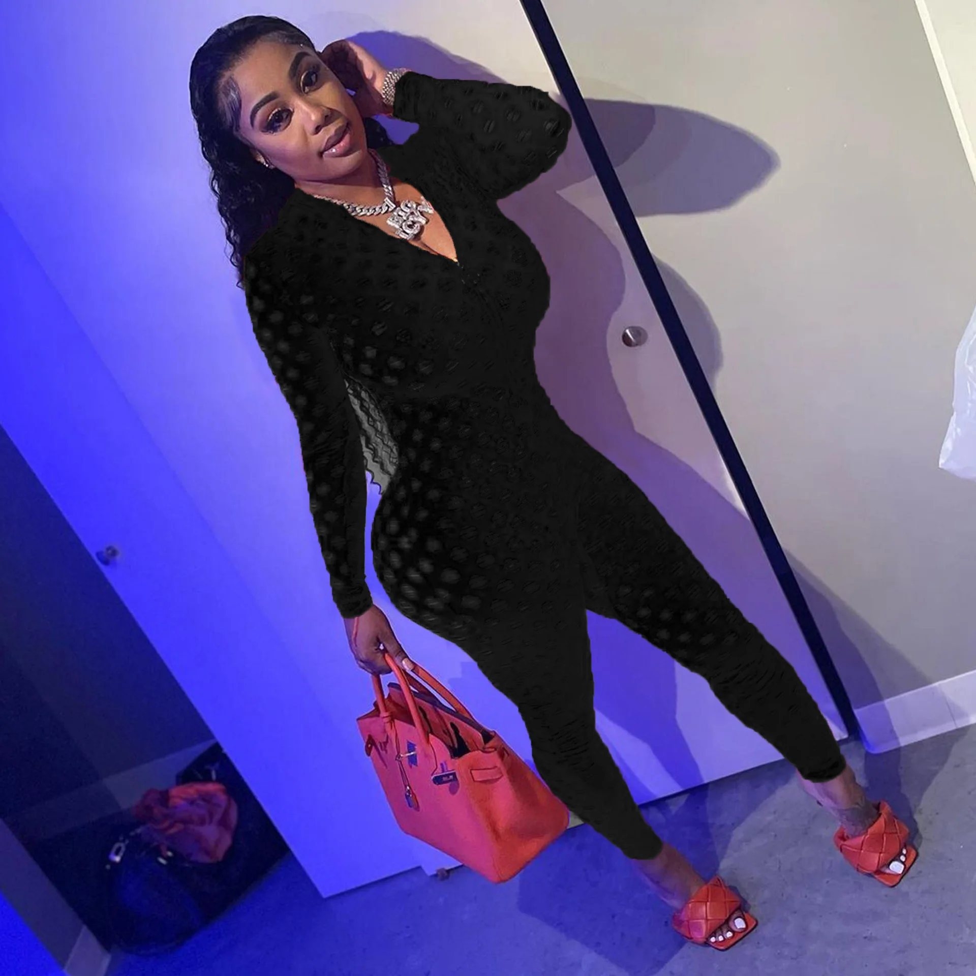 New Womens Hollow Out Sexy Zipper See Through Rompers Jumpsuit Long Sleeve Fashion Bodycon Autumn Club One Piece Sheer Jumpsuits
New Womens Hollow Out Sexy Zipper See Through Rompers Jumpsuit Long Sleeve Fashion Bodycon Autumn Club One Piece Sheer Jumpsuits