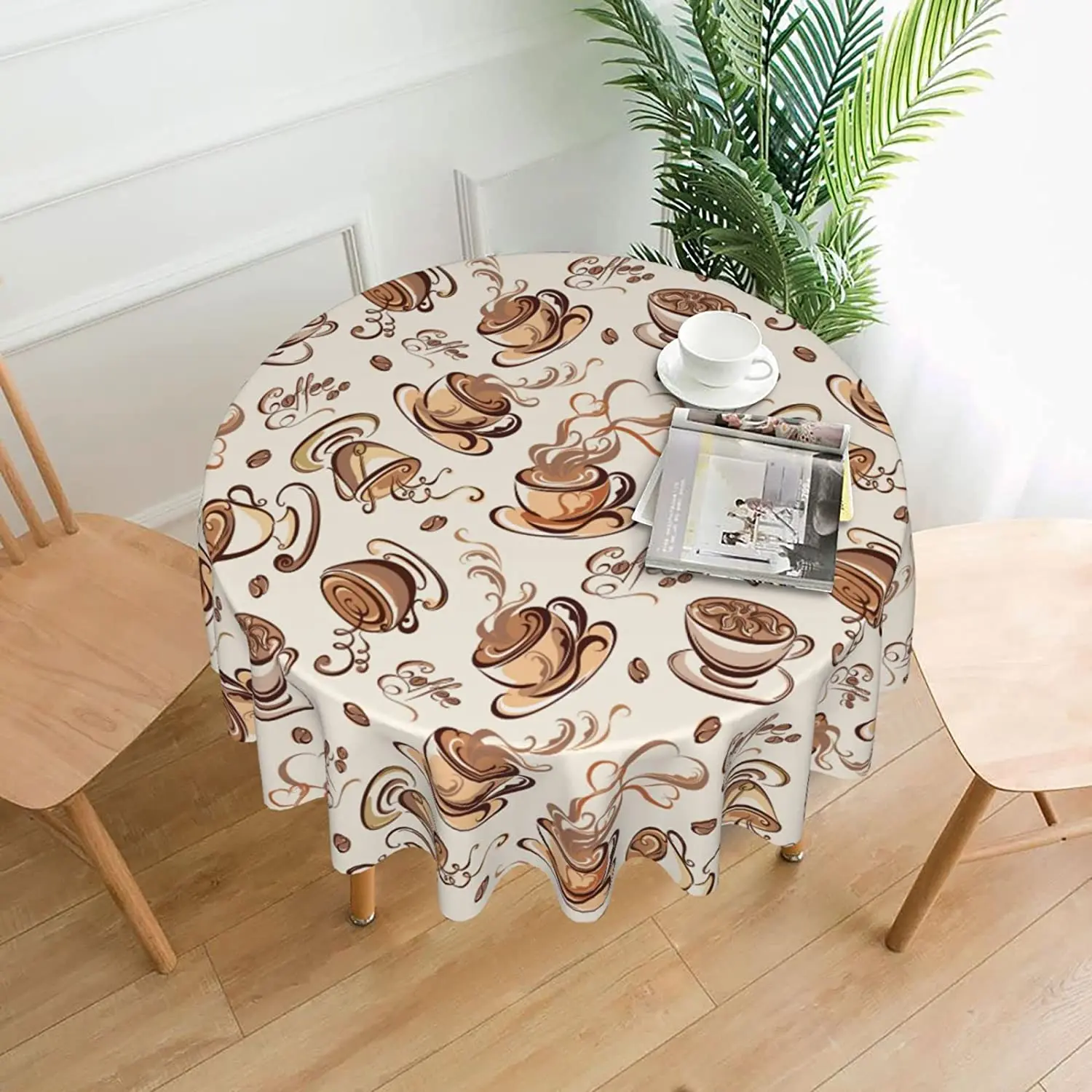 Coffee Theme Cup Round 60 Inch Table Cover Polyester Stain and Wrinkle Resistant Table Cloth for Kitchen Dining Coffee Party
Coffee Theme Cup Round 60 Inch Table Cover Polyester Stain and Wrinkle Resistant Table Cloth for Kitchen Dining Coffee Party