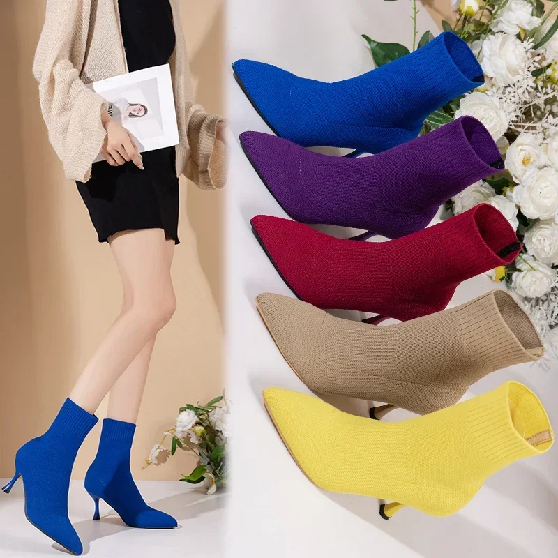 Luxury Women Socks Shoes Stretch Fabric Women Ankle Boots Pointed Toe High Heels Slip-On Sexy Sock Heeled Chelsea Boots Size
Luxury Women Socks Shoes Stretch Fabric Women Ankle Boots Pointed Toe High Heels Slip-On Sexy Sock Heeled Chelsea Boots Size