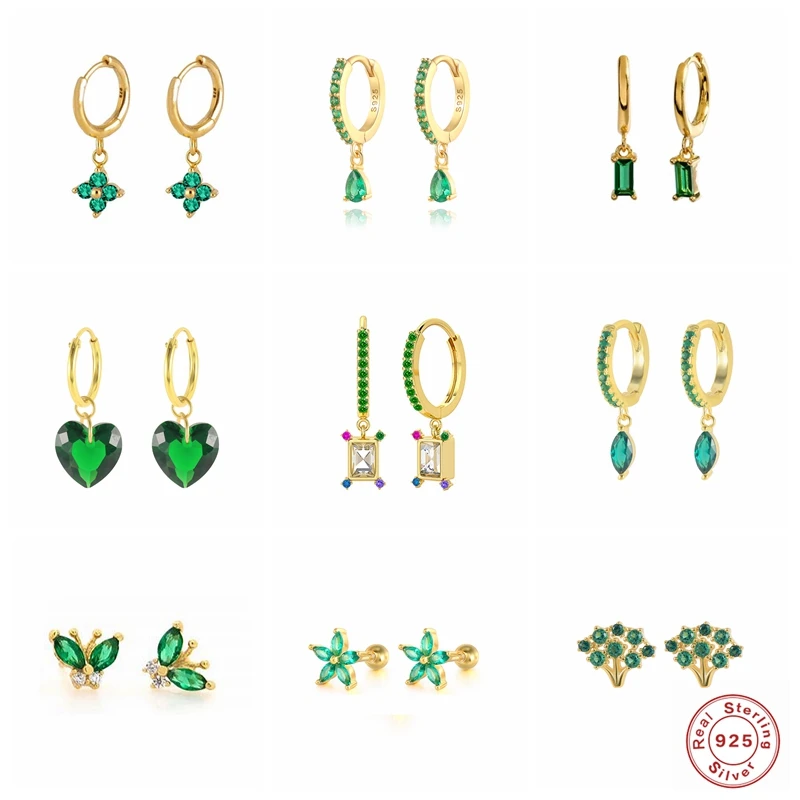 Pendientes Plata 925 Sterling Silver Stud Earrings For Woman Girls Bling Green Zircon Earring Brincos Feminino Fine Jewerly Gift 
Pendientes Plata 925 Sterling Silver Stud Earrings For Woman Girls Bling Green Zircon Earring Brincos Feminino Fine Jewerly Gift