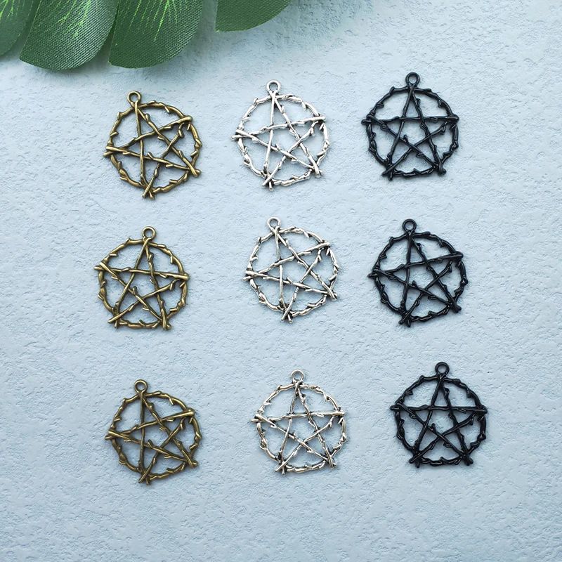 

10pcs Alloy Charm Pentagram Pendant DIY Keychain Necklace Jewelry Accessories Charms for Jewelry Making Enamel Charms