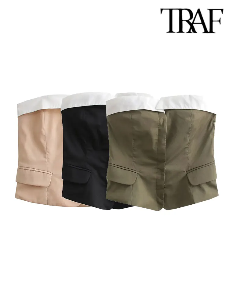 TRAF Summer Sexy Women Tanks Patchwork Button-Up Sleeveless Backless Strapless Slim Bustier Female Crop Top Y2K Vest
TRAF Summer Sexy Women Tanks Patchwork Button-Up Sleeveless Backless Strapless Slim Bustier Female Crop Top Y2K Vest