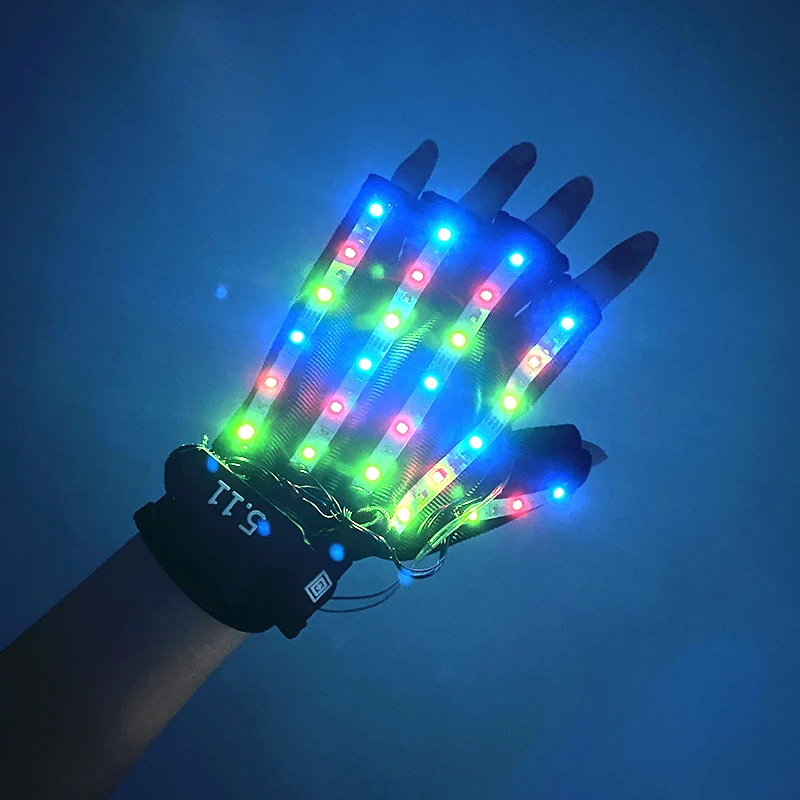 

2023 New Colorful RGB LED Gloves Light Up Perform Dancing Flashing For Rave Party Neon Gloves Glowing In The Dark