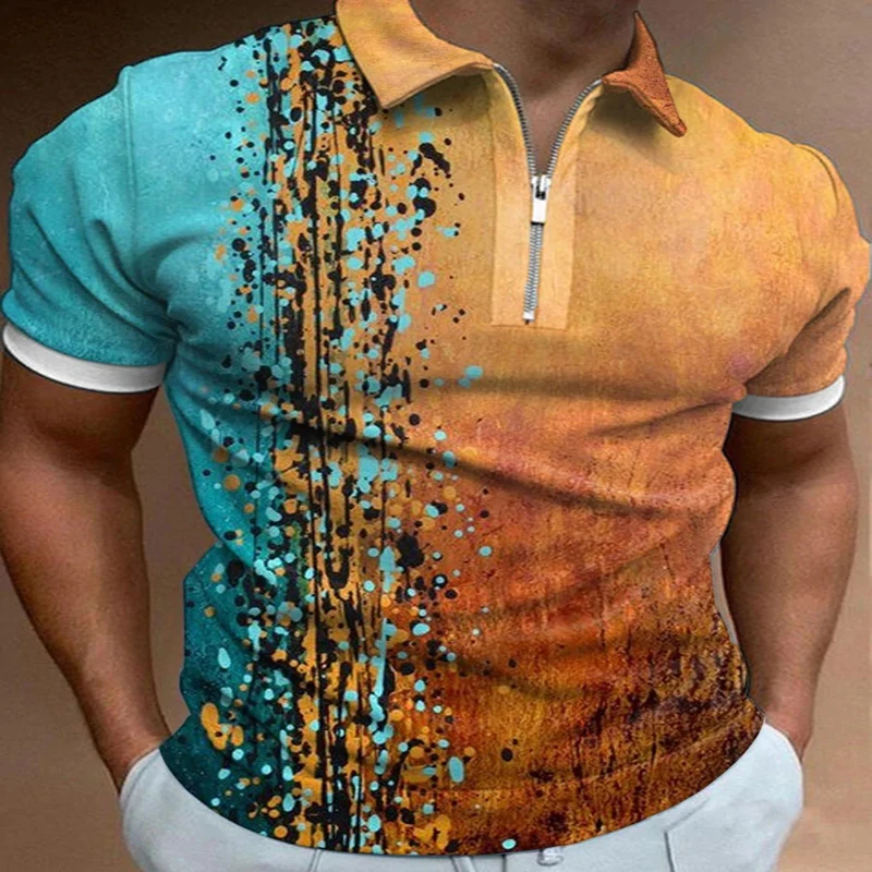 Watercolor Ink 3D Print Polo Zipper Short Sleeve Shirt for Men
Watercolor Ink 3D Print Polo Zipper Short Sleeve Shirt for Men