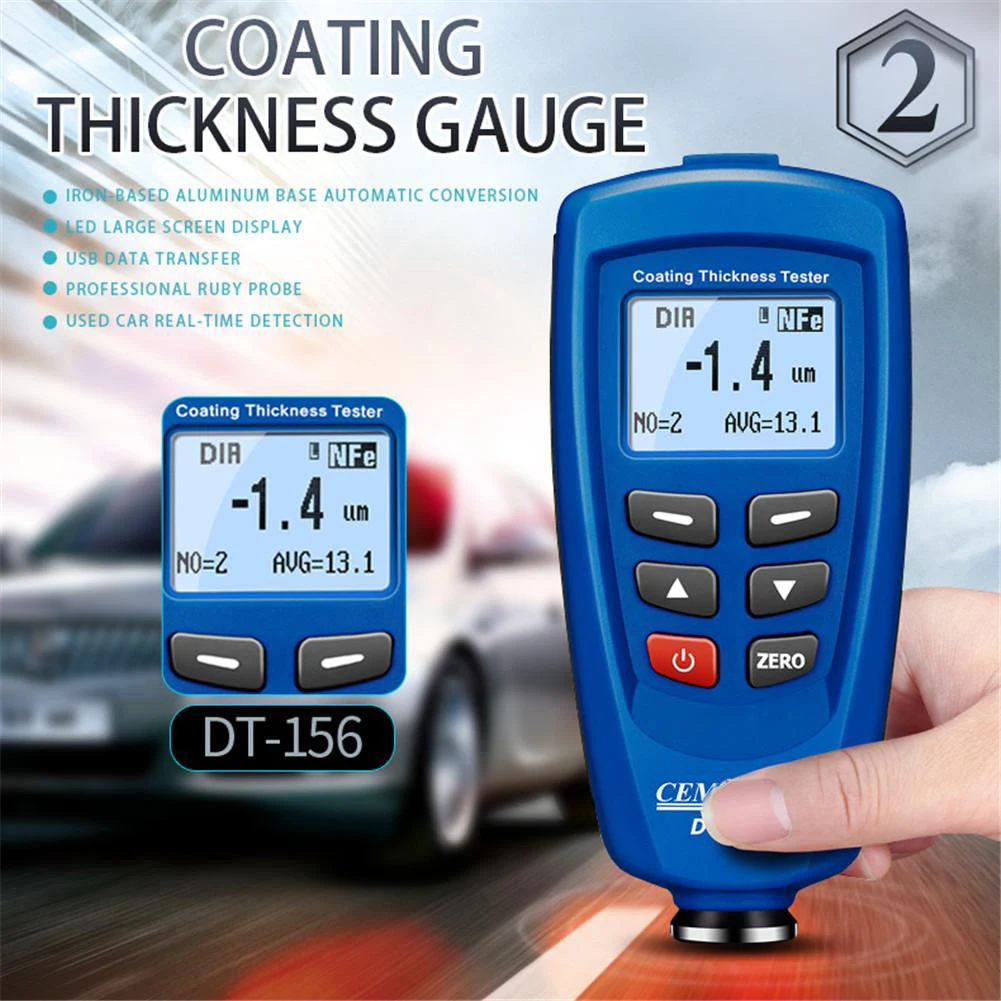 XEAST 2022 Hot Sales Digital DT-156 Paint Coating Thickness Gauge Meter Tester 0~1250um with Built-in Auto F & NF Probe + USB Ca
XEAST 2022 Hot Sales Digital DT-156 Paint Coating Thickness Gauge Meter Tester 0~1250um with Built-in Auto F & NF Probe + USB Ca
