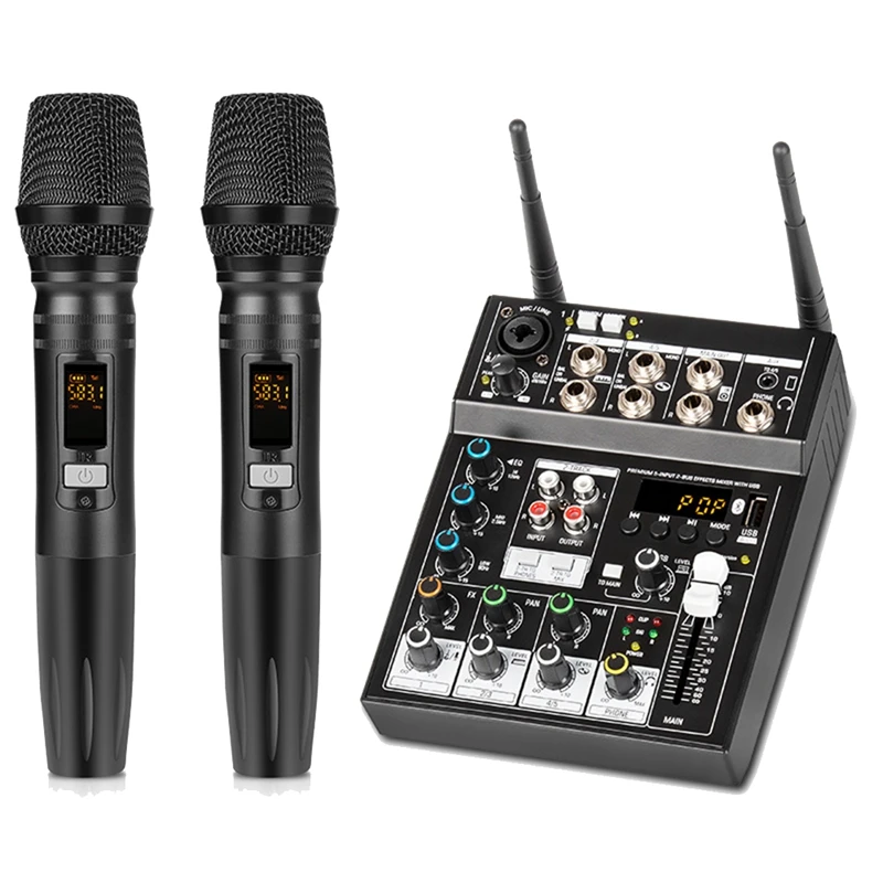 Mixer With Wireless Microphone Studio Sound Mixers 4 Channel With Bluetooth REC DJ Console Mixing B
Mixer With Wireless Microphone Studio Sound Mixers 4 Channel With Bluetooth REC DJ Console Mixing B