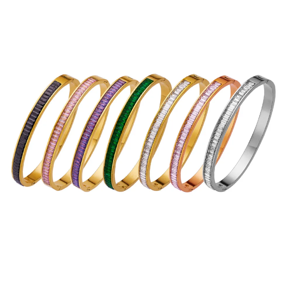 Candy Color Bangles In Stainless Steel With 18k Gold Plated Bangls , Zircon Bangles Bracelet For Women
Candy Color Bangles In Stainless Steel With 18k Gold Plated Bangls , Zircon Bangles Bracelet For Women