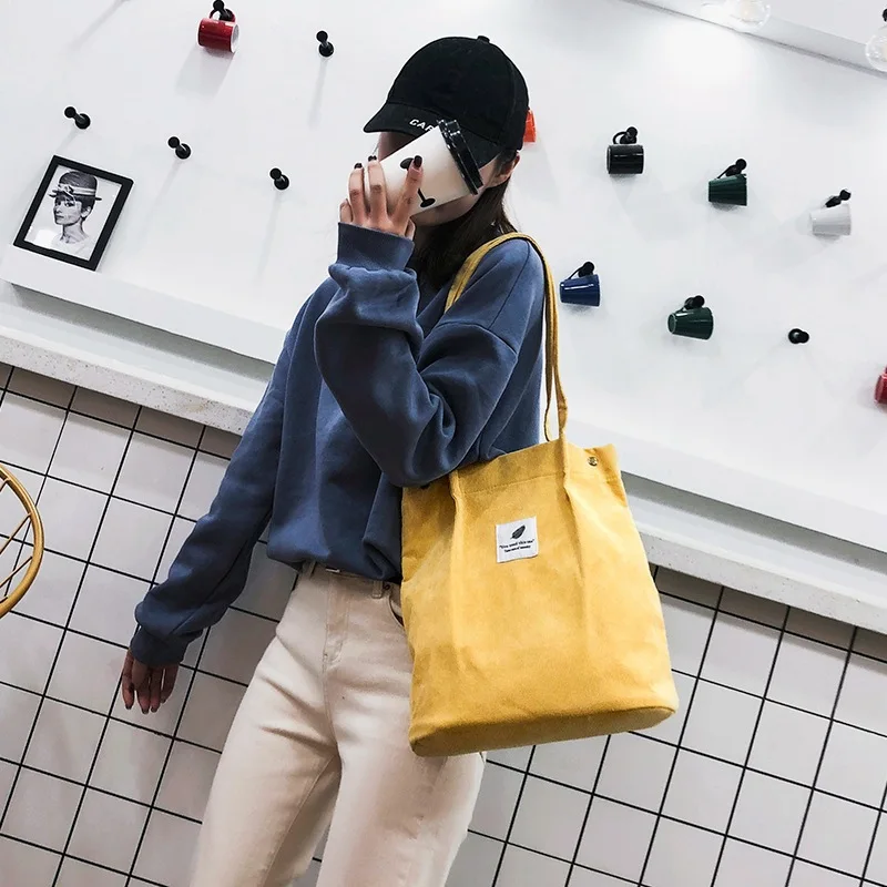 Women Corduroy Shopping Bag Girl Canvas Cloth Shoulder Bag Environmental Storage Handbag Reusable Foldable Eco Grocery Totes
Women Corduroy Shopping Bag Girl Canvas Cloth Shoulder Bag Environmental Storage Handbag Reusable Foldable Eco Grocery Totes