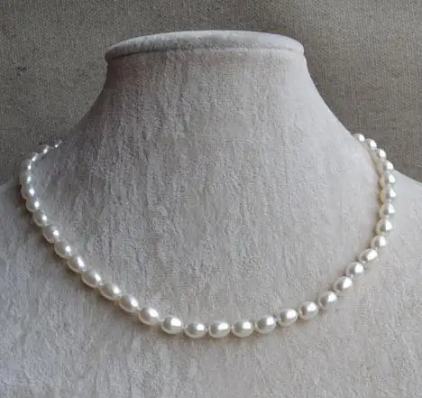 

Новое модное ожерелье из пресноводного жемчуга, ювелирные изделия из натурального жемчуга белого риса 6-7 мм, классическое ожерелье-чокер, о...
