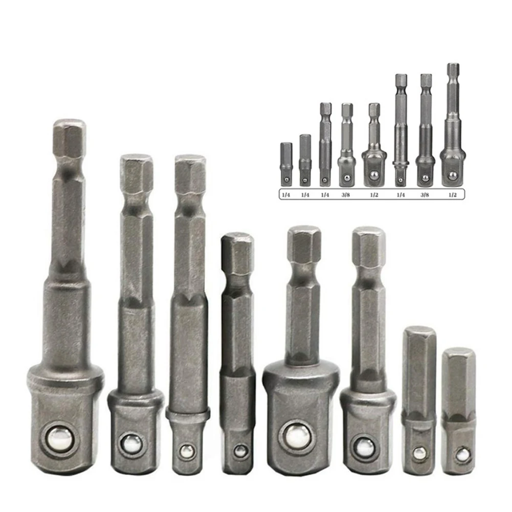 2/3/8pcs Drill Socket Adapter 1/4'' Hex Shank Extension For Impact Driver 1/2'' 3/8'' 1/2'' Square Head Drill Adapter To Hex
2/3/8pcs Drill Socket Adapter 1/4'' Hex Shank Extension For Impact Driver 1/2'' 3/8'' 1/2'' Square Head Drill Adapter To Hex