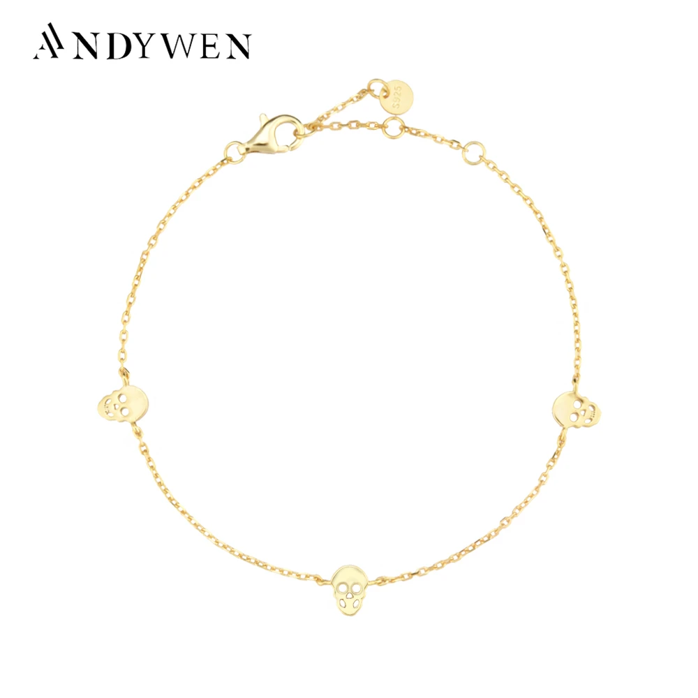 ANDYWEN 2020 New 925 Sterling Silver Gold Three Skull Charm Bracelet 2021 Women Wedding Jewelry Chain Fashion For Women
ANDYWEN 2020 New 925 Sterling Silver Gold Three Skull Charm Bracelet 2021 Women Wedding Jewelry Chain Fashion For Women