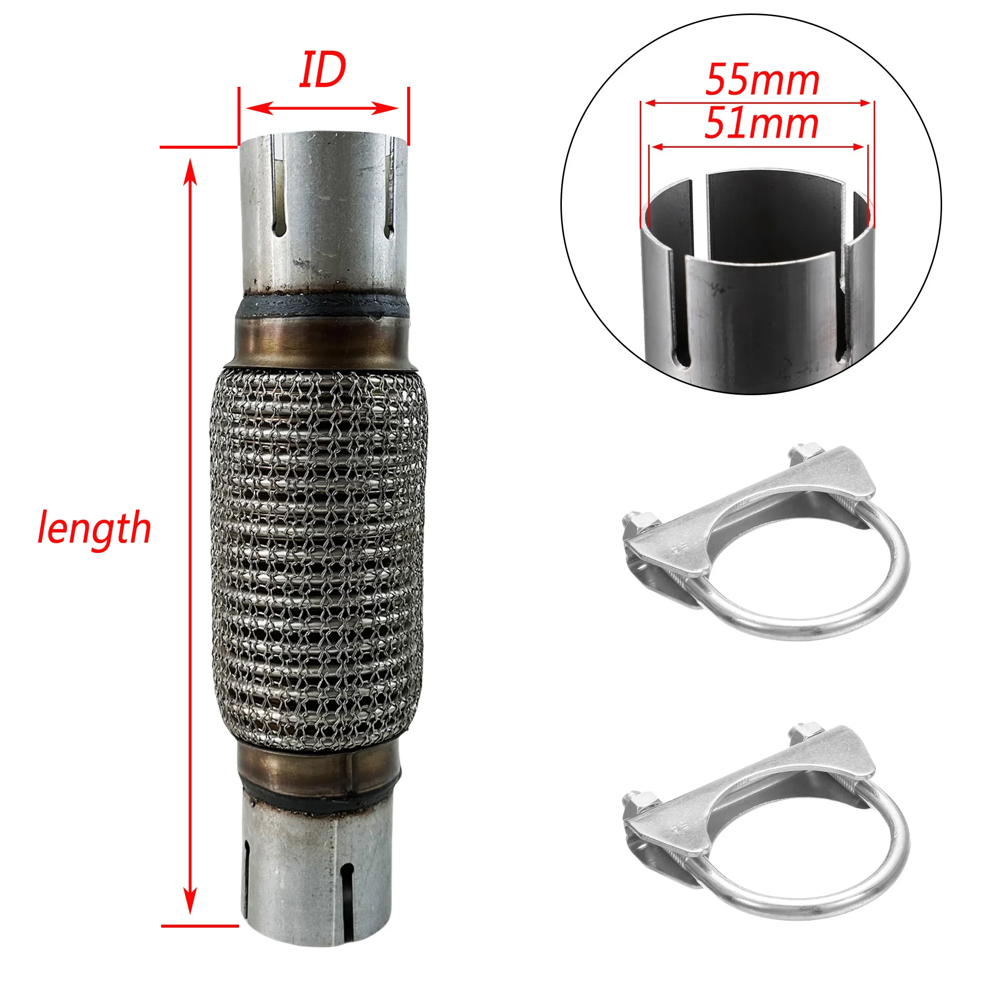 Соединитель трубы глушителя из нержавеющей стали, сварной универсальной выхлопной трубы автомобиля, телескопическое гибкое соединение, оплетка, сильфон ID32-102 мм
Соединитель трубы глушителя из нержавеющей стали, сварной универсальной выхлопной трубы автомобиля, телескопическое гибкое соединение, оплетка, сильфон ID32-102 мм