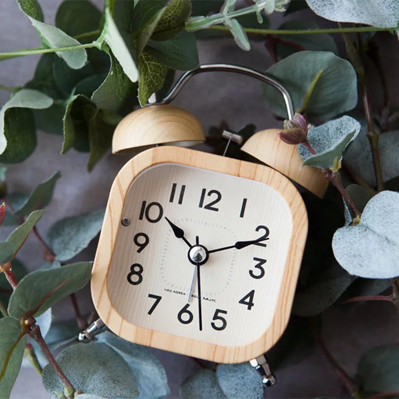 Modern home bedside alarm clock creative student mini cute Shuangling wooden alarm clock luminous mute simple retro
Modern home bedside alarm clock creative student mini cute Shuangling wooden alarm clock luminous mute simple retro