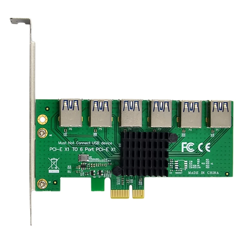 PCI-E 1 To 6 USB Slots Riser Card ASM1187 USB3.0 To 6XPCI-E X1 Expansion Card USB3.0 Multiplier Card For Bitcoin Mining
PCI-E 1 To 6 USB Slots Riser Card ASM1187 USB3.0 To 6XPCI-E X1 Expansion Card USB3.0 Multiplier Card For Bitcoin Mining