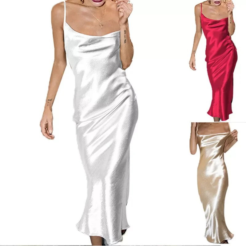 Summer Women Satin Long Dress Sexy Sleeveless Backless Spaghetti Strap Silk Mermaid Dresses Female Nightclub Party Maxi Dress
Summer Women Satin Long Dress Sexy Sleeveless Backless Spaghetti Strap Silk Mermaid Dresses Female Nightclub Party Maxi Dress