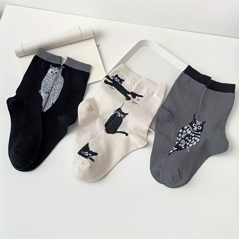 Носки с принтом Совы и черного кота, 3 пары, подходящие цвета, удобные, дышащие и универсальные носки средней длины
Носки с принтом Совы и черного кота, 3 пары, подходящие цвета, удобные, дышащие и универсальные носки средней длины