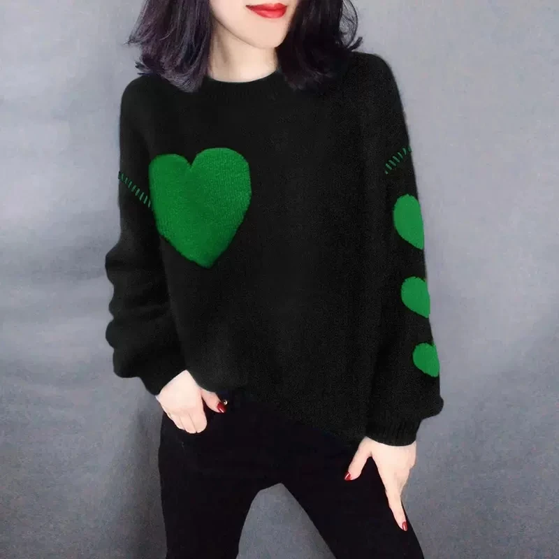 Loose Vintage Women's Sweaters Korean FASHION Love Jumpers Autumn/Winter Clothing Long Sleeve Knitwear O-Necks Women Pullover
Loose Vintage Women's Sweaters Korean FASHION Love Jumpers Autumn/Winter Clothing Long Sleeve Knitwear O-Necks Women Pullover