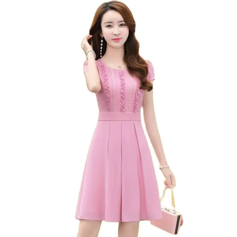 Chiffon Fashion Short-sleeved Dress Women's Summer 2023 New Korean Elegant Ladies Summer Waist Slim Ladies A Word Skirt Tide
Chiffon Fashion Short-sleeved Dress Women's Summer 2023 New Korean Elegant Ladies Summer Waist Slim Ladies A Word Skirt Tide