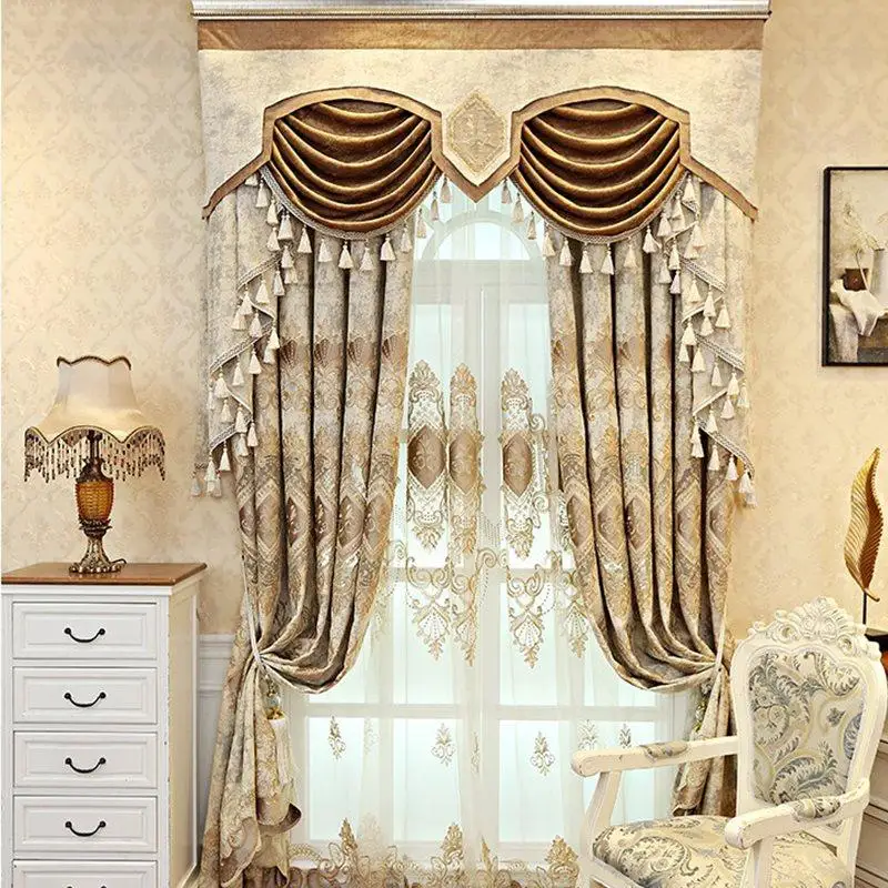 Embroidered Chenille Beige Blue Elegant Blackout European Style Valance Soft Sheer Room Darkening Thermal Insulated Curtai
Embroidered Chenille Beige Blue Elegant Blackout European Style Valance Soft Sheer Room Darkening Thermal Insulated Curtai