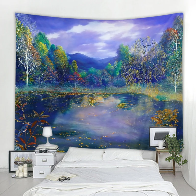 

Fantasy forest scenery background wall decoration tapestry curtain wall covering Nordic bohemian style decoration tapestry
