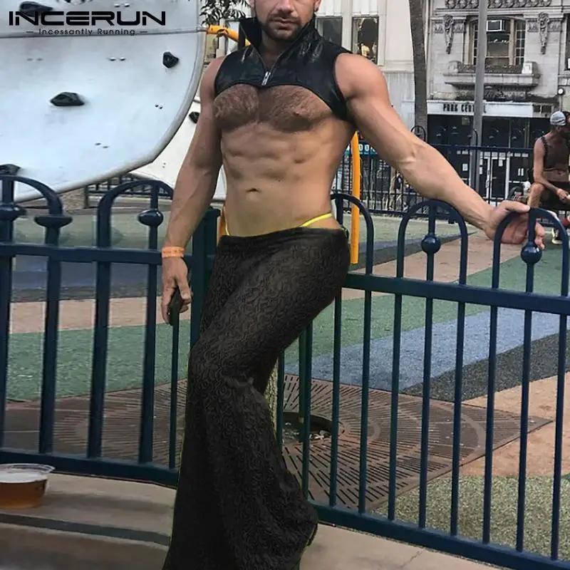 INCERUN Fashion Casual Men's Print High Waist Flared Pantalons Transparent Comeforable Mesh Leisure Wide Leg Trousers S-5XL 2023
INCERUN Fashion Casual Men's Print High Waist Flared Pantalons Transparent Comeforable Mesh Leisure Wide Leg Trousers S-5XL 2023