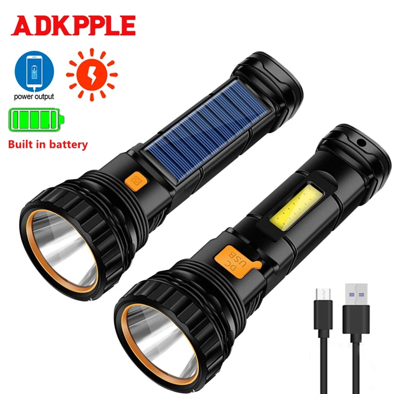 LED Strong Light Solar Flashlight USB/Solar Rechargeable Waterproof with COB Side Lanterna Tactical Torch Emergency Power Bank
LED Strong Light Solar Flashlight USB/Solar Rechargeable Waterproof with COB Side Lanterna Tactical Torch Emergency Power Bank
