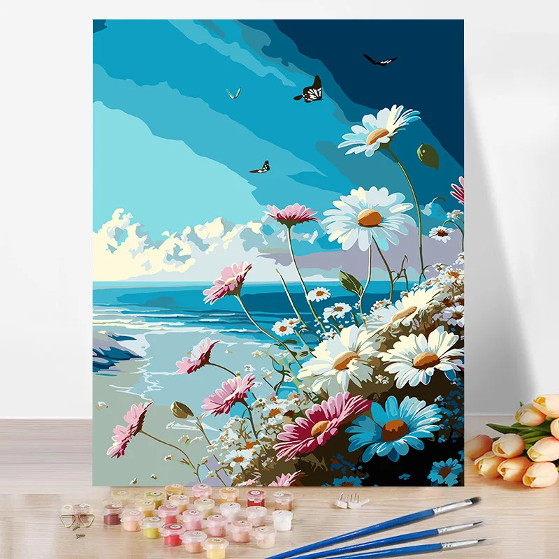 DIY Painting By Numbers Seaside Daisy HandPainted Acrylic Oil Painting Drawing On Canvas For Adult Unique Gift Home Wall Decor
DIY Painting By Numbers Seaside Daisy HandPainted Acrylic Oil Painting Drawing On Canvas For Adult Unique Gift Home Wall Decor