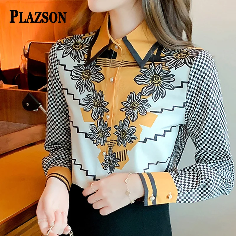 PLAZSON Spring Autumn Women's Satin Shirt Vintage Print Long Sleeve Silk Blouse Tops Slim Lapel Luxury blusa mujer moda 2023
PLAZSON Spring Autumn Women's Satin Shirt Vintage Print Long Sleeve Silk Blouse Tops Slim Lapel Luxury blusa mujer moda 2023