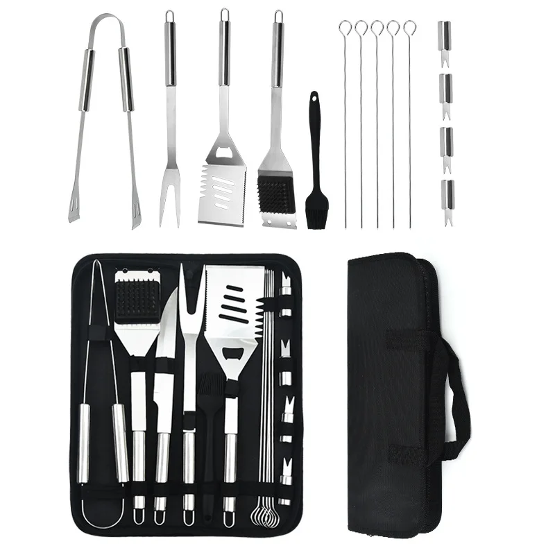 Full Set of Stainless Steel Outdoor Camping Tote Bag, BBQ Set 15 Pieces, Combined Grilling Set 
Full Set of Stainless Steel Outdoor Camping Tote Bag, BBQ Set 15 Pieces, Combined Grilling Set