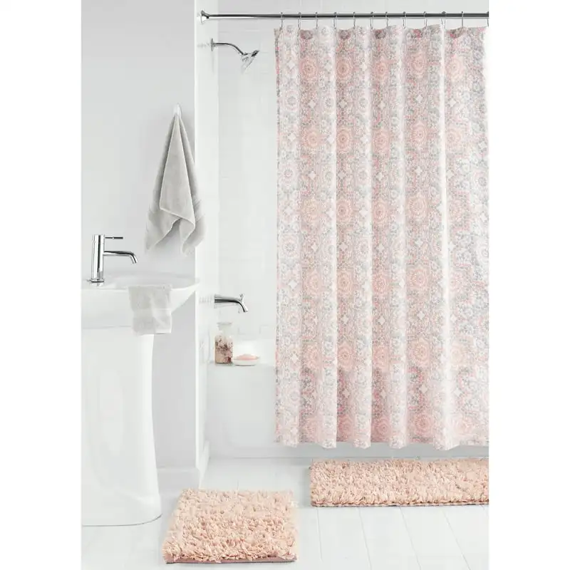 

15-Piece Kaleidoscope Polyester Shower Curtain Set, Blush Cortina para ducha baño Lion sunglasses shower curtain Cortina de duc