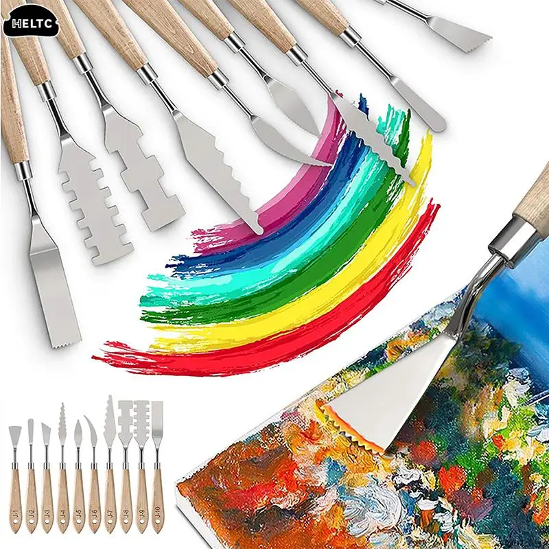 Special-shape Painting Knives With Wood Grip Handle Stainless Steel Palette Knife Oil Painting Metal Knives Color Mixing Scraper
Special-shape Painting Knives With Wood Grip Handle Stainless Steel Palette Knife Oil Painting Metal Knives Color Mixing Scraper