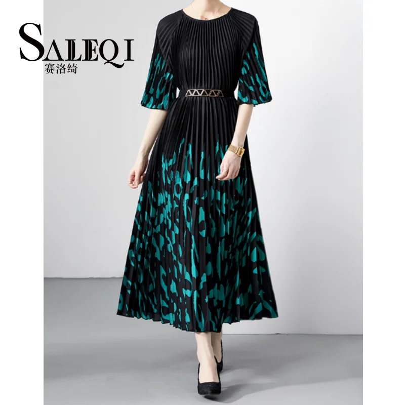 Retro Print Long Sleeve Pleated Dress Chic Korean Fashion Beach Vacation A-line O-neck Women Sundress
Retro Print Long Sleeve Pleated Dress Chic Korean Fashion Beach Vacation A-line O-neck Women Sundress