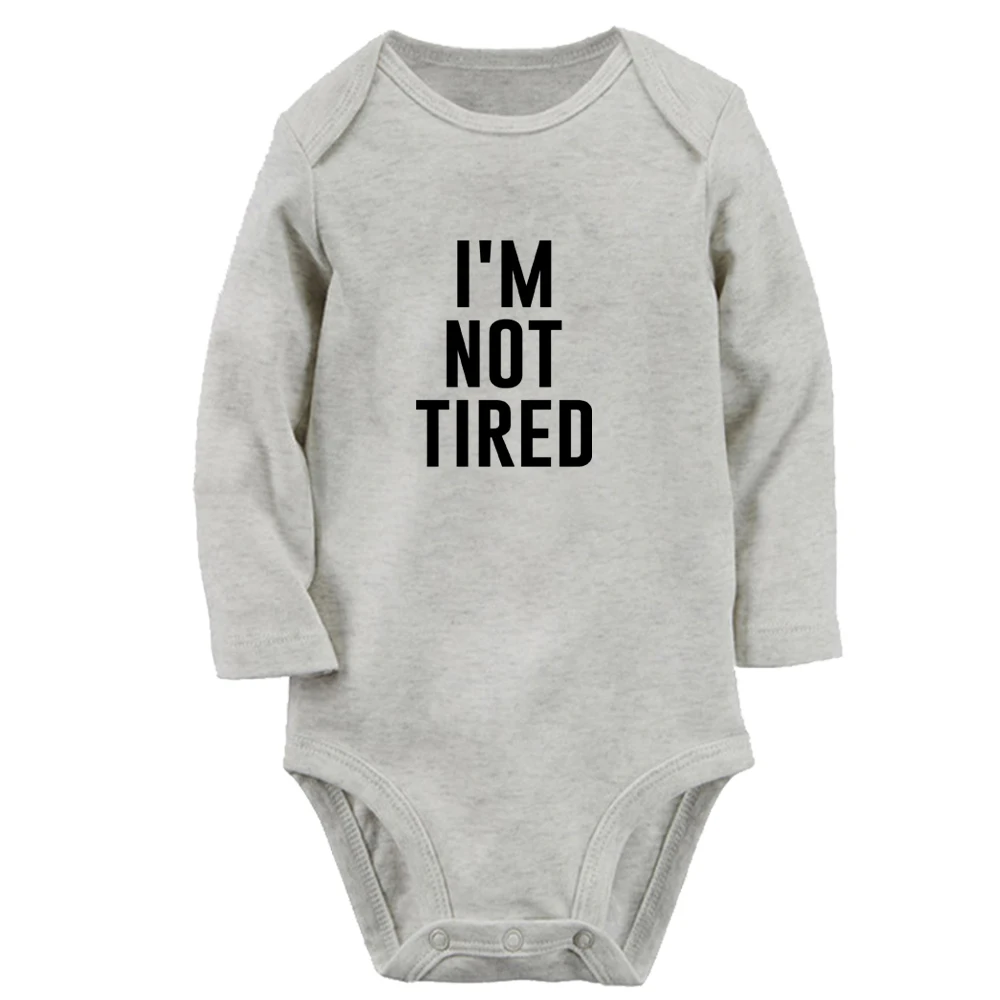 

iDzn NEW I'm Not Tired Cute Baby Rompers Baby Boys Girls Fun Print Bodysuit Infant Long Sleeves Jumpsuit Kids Soft Clothes