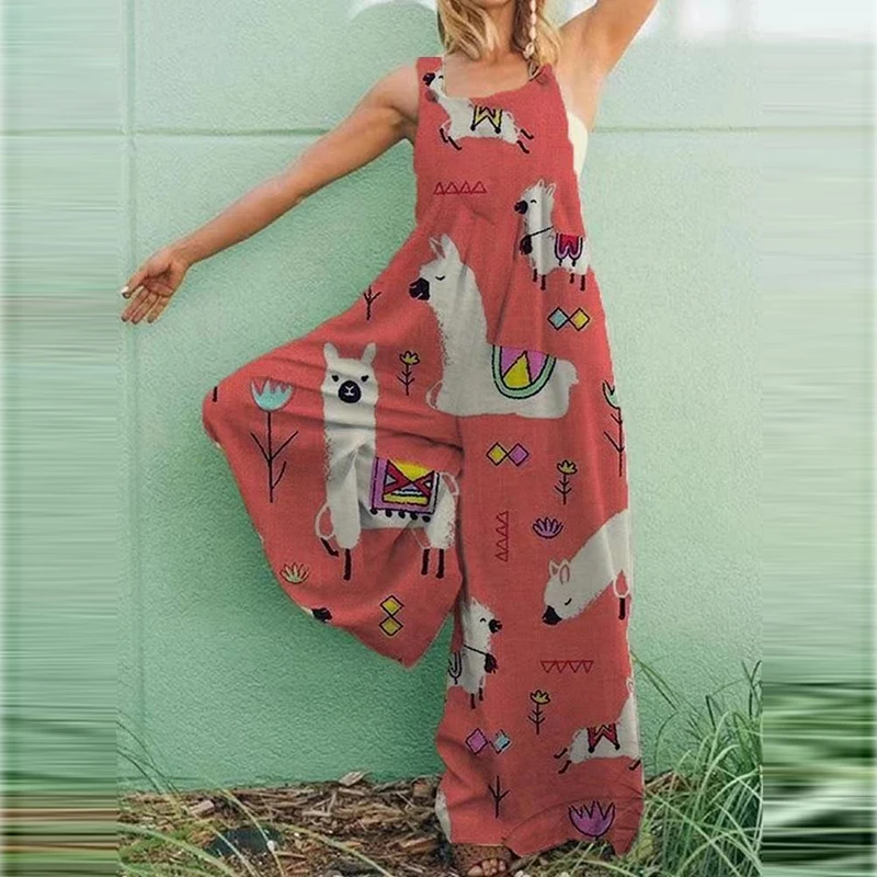 Summer Beach Wide Leg Pants Green Print Floral Sleeveless Long Romper Red Jumpsuits Spring Women Casual Loose Trousers Overalls
Summer Beach Wide Leg Pants Green Print Floral Sleeveless Long Romper Red Jumpsuits Spring Women Casual Loose Trousers Overalls