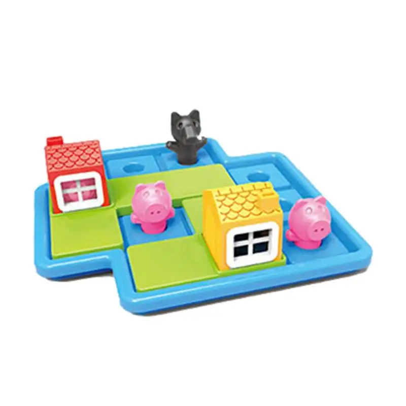 

3 маленьких свиньи, детские блоки, цветные тренировочные умные настольные игры IQ, 48 уровней, развивающая интеллектуальная игрушка для детей, игра-головоломка