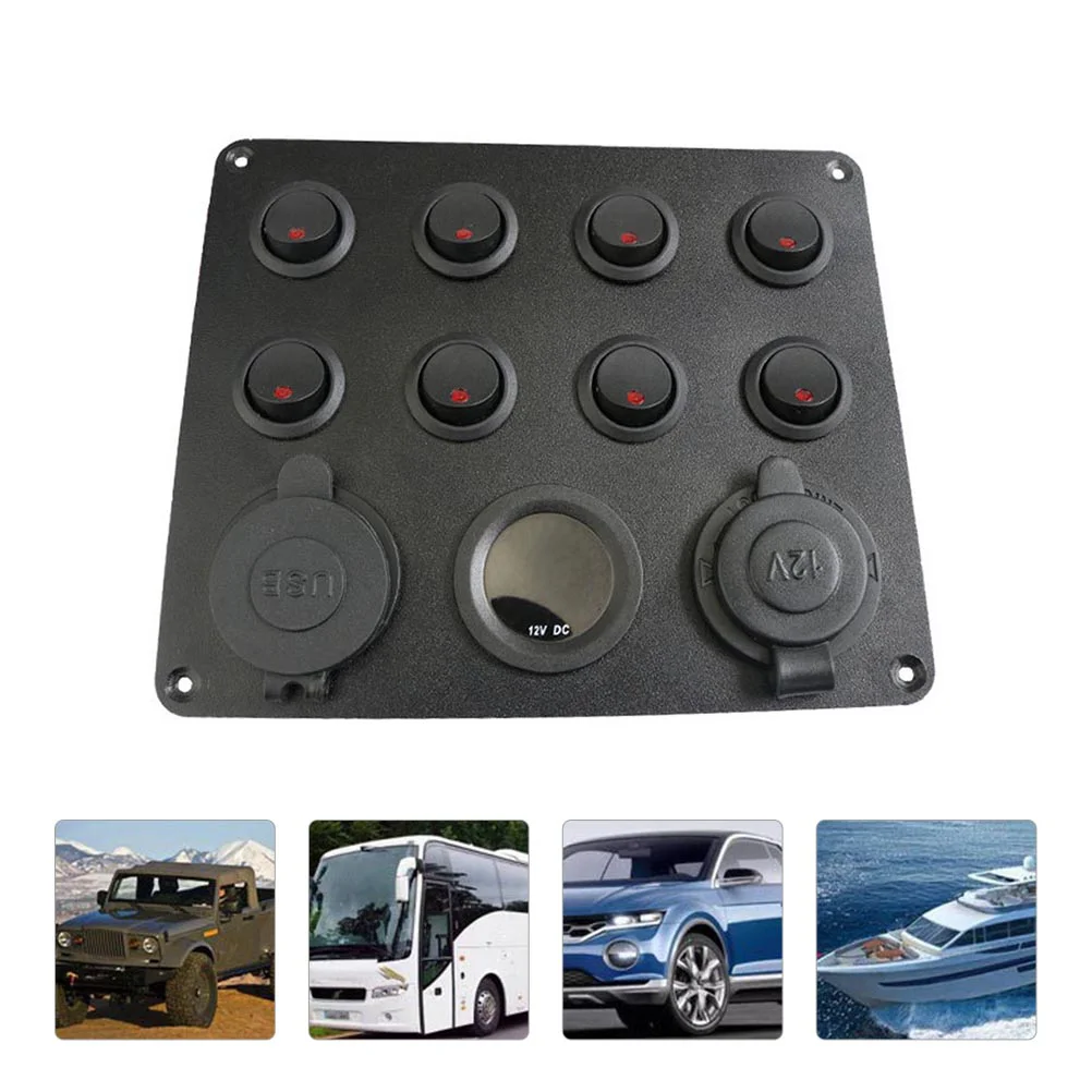 

8 кнопочный автомобильный прикуриватель, розетка, переключатель, безопасность, панель предохранителей вольтметр, комбинированное управление, двойной USB RV Rubber