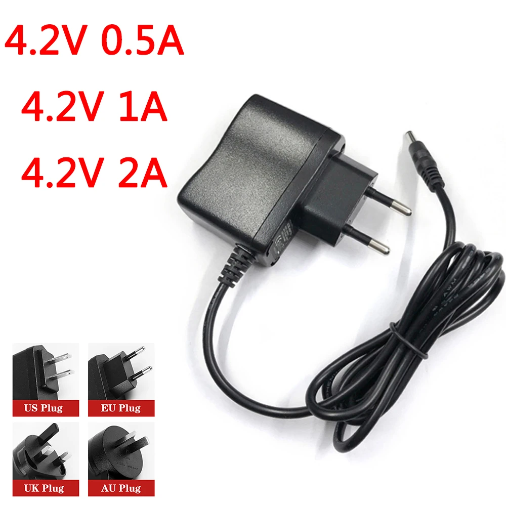 

AC 100-240V DC 4.2V 0.5A 1A 2A 500MA 1000MA 2000MA Adapter Power Supply 4.2V 18650 Lithium Battery Charger Plug
