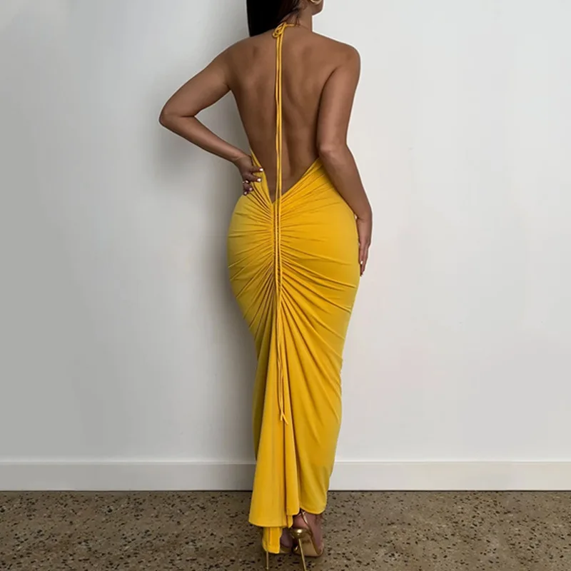 Wepbel Fashion Sexy Dress Women Sleeveless Slim Fit Backless Ruffled Lace-up Dresses Halter Bodycon Sheath Tight Midi Dress
Wepbel Fashion Sexy Dress Women Sleeveless Slim Fit Backless Ruffled Lace-up Dresses Halter Bodycon Sheath Tight Midi Dress