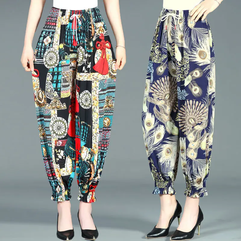 2022 Spring Summer Middle Aged Women Loose Printed Pants Elastic Waist Harem Pants Casual High Waist Ankle-Length Trousers J05
2022 Spring Summer Middle Aged Women Loose Printed Pants Elastic Waist Harem Pants Casual High Waist Ankle-Length Trousers J05