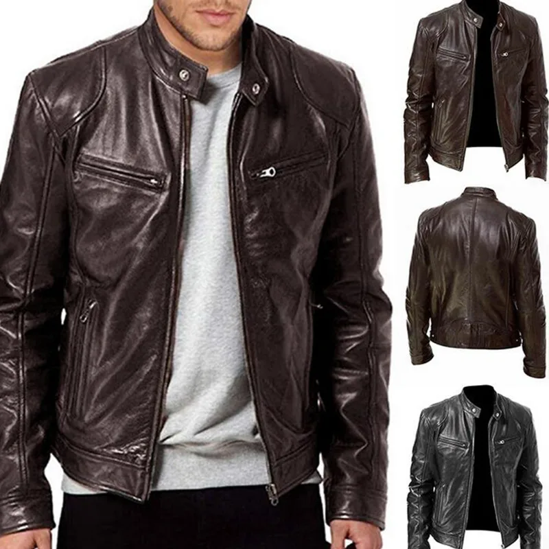 2023 Men Autumn Winter Jacket Leather Slim Fit Stand Collar Male Anti-wind Motorcycle Lapel Diagonal Zipper Jacket men
2023 Men Autumn Winter Jacket Leather Slim Fit Stand Collar Male Anti-wind Motorcycle Lapel Diagonal Zipper Jacket men