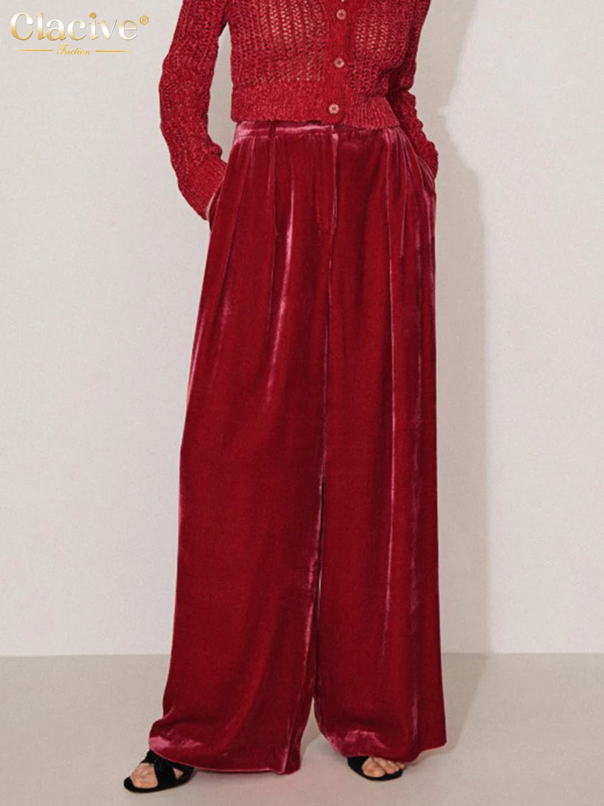 Clacive Fashion Red Velvet Women'S Pants 2023 Elegant High Waist Wide Leg Pants Casual Loose Office Trousers Female Clothing
Clacive Fashion Red Velvet Women'S Pants 2023 Elegant High Waist Wide Leg Pants Casual Loose Office Trousers Female Clothing
