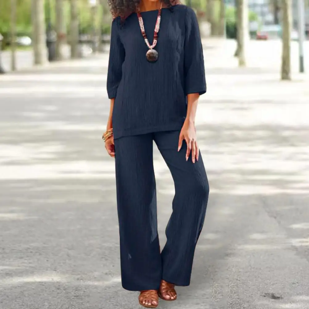 Women Top Pants Set Stylish Women's 2-piece Set Loose-fit T-shirt Wide-leg Pants for A Comfortable Trendy Fall Look Women Top 
Women Top Pants Set Stylish Women's 2-piece Set Loose-fit T-shirt Wide-leg Pants for A Comfortable Trendy Fall Look Women Top
