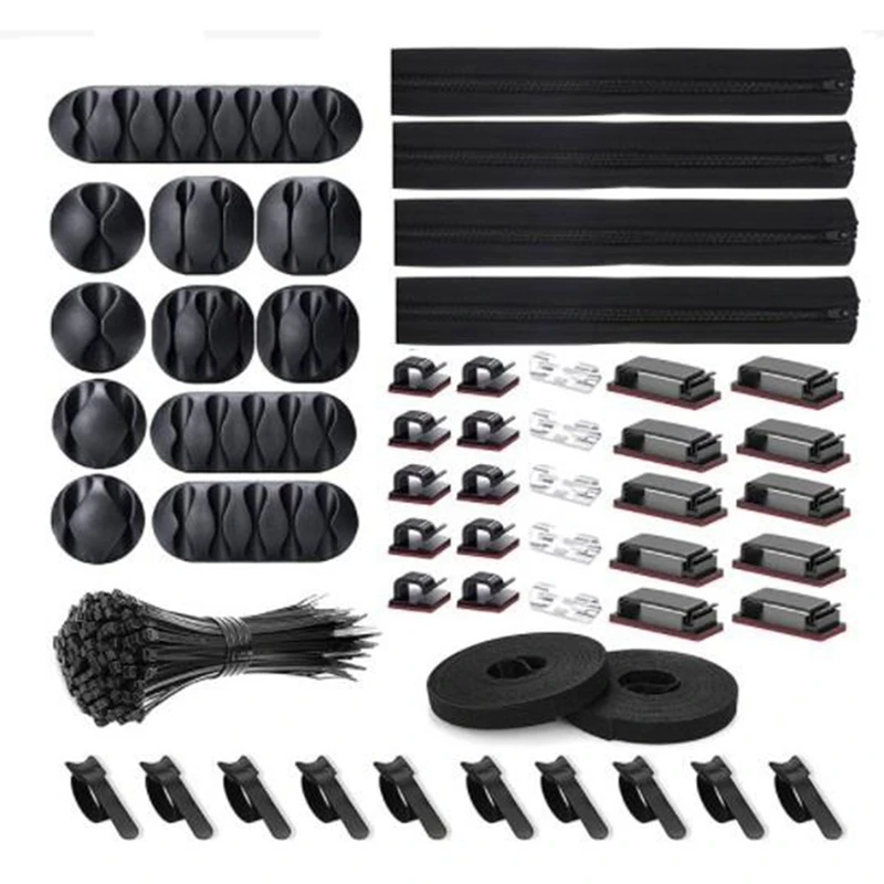 152Pcs Cord Management Organizer Kit, Cable Sleeve Split, Self Adhesive Cable Clips Holder, Adhesive Tie for Electronics
152Pcs Cord Management Organizer Kit, Cable Sleeve Split, Self Adhesive Cable Clips Holder, Adhesive Tie for Electronics