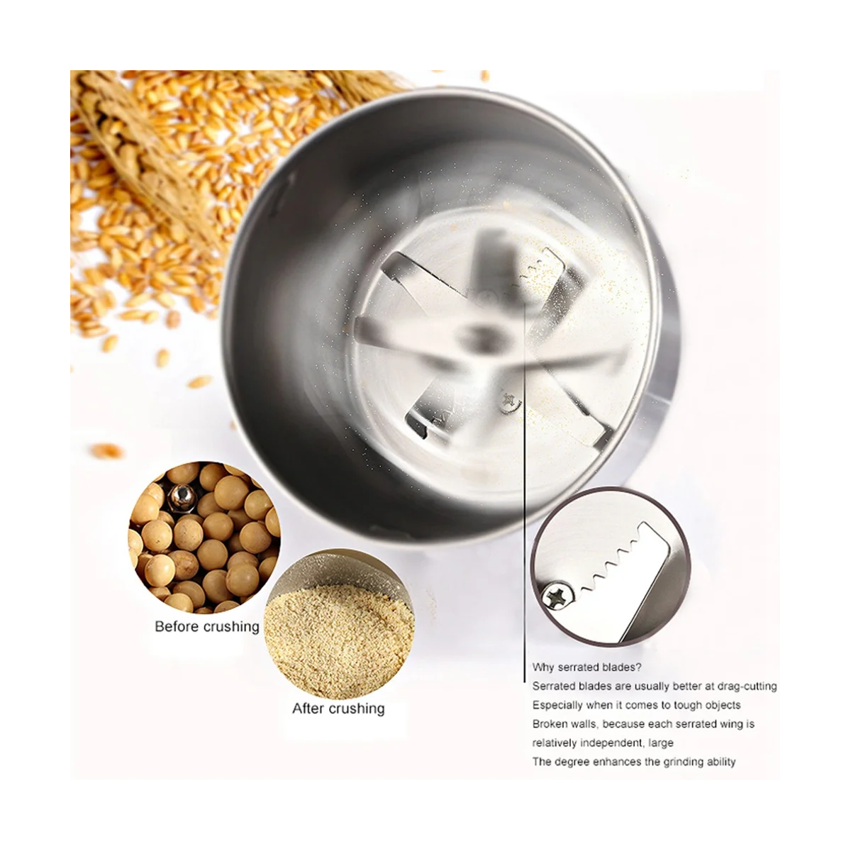 Coffee Grinder Electric Portabl Household Pepper Legumes Bean Grinding Machine Stainless Kitchen Grain Chopper EU Plug
Coffee Grinder Electric Portabl Household Pepper Legumes Bean Grinding Machine Stainless Kitchen Grain Chopper EU Plug