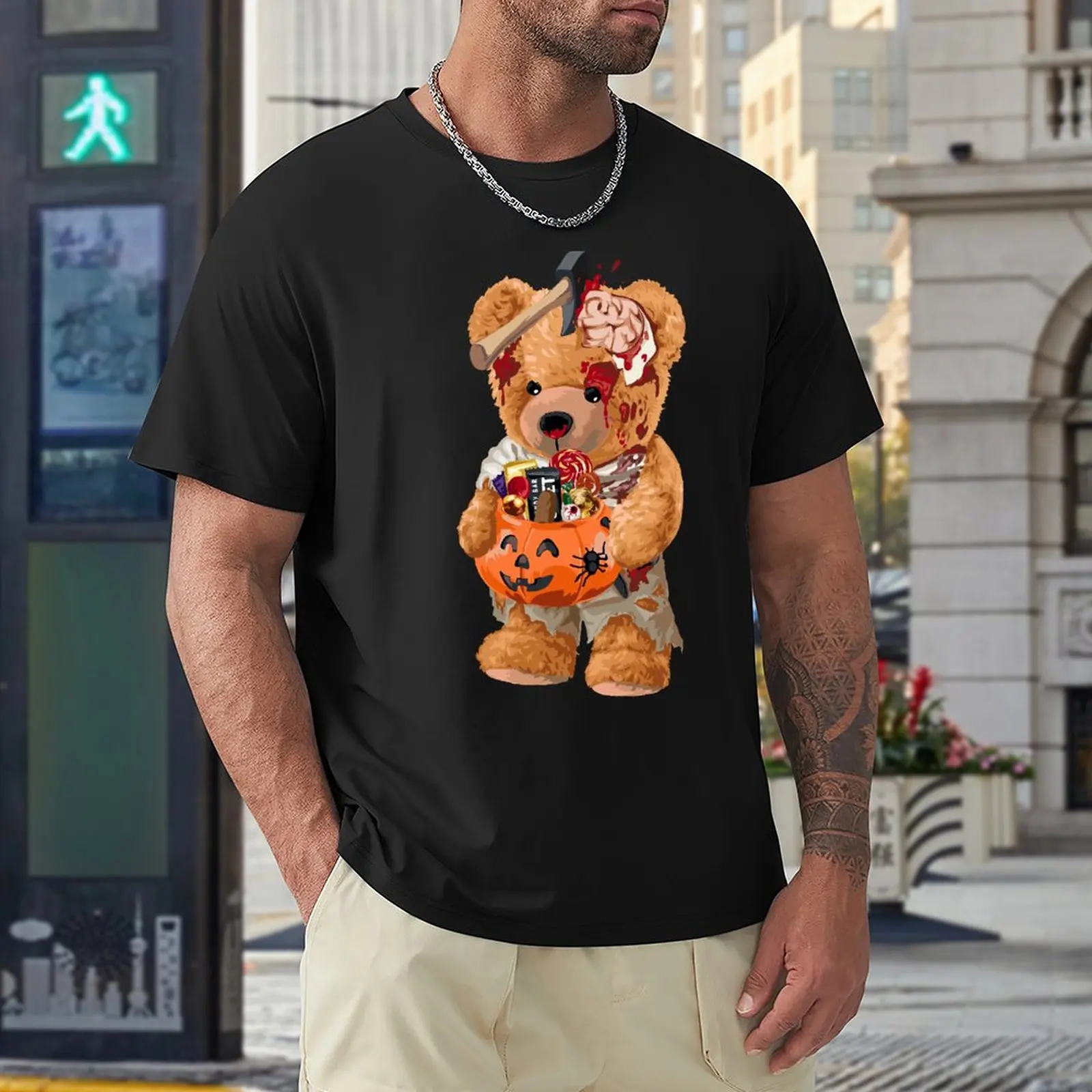 Trick Zombie Teddy Bear Holding Candy Bucket T Shirts Men Shirt Fashion Clothes Graphics Sweatshirt 100% Cotton TShirts Tee Top
Trick Zombie Teddy Bear Holding Candy Bucket T Shirts Men Shirt Fashion Clothes Graphics Sweatshirt 100% Cotton TShirts Tee Top