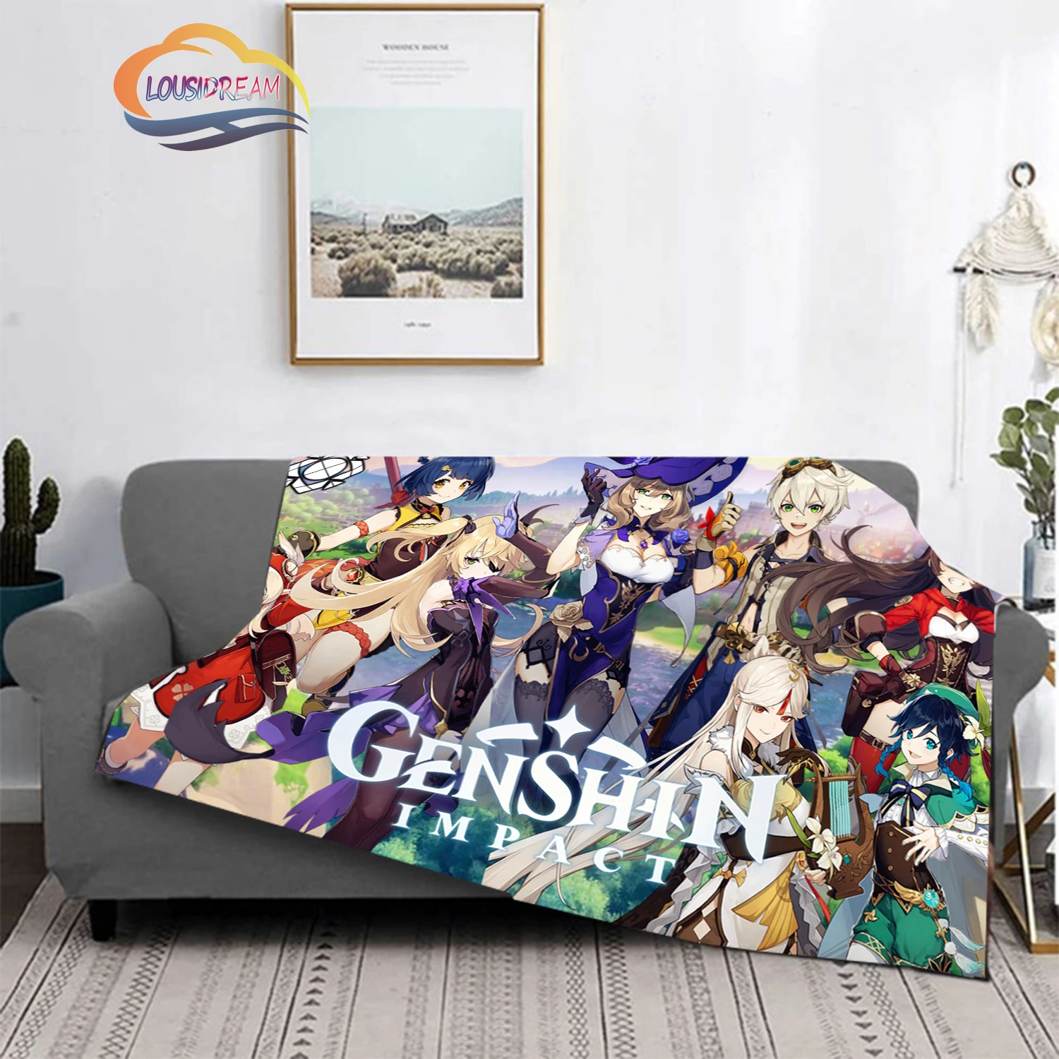 

Playroom Blanket Genshin Impact Game Characters Blanket 원신 Fashion Bed Thin Quilt Home Office Washable Flannel warm Blanket